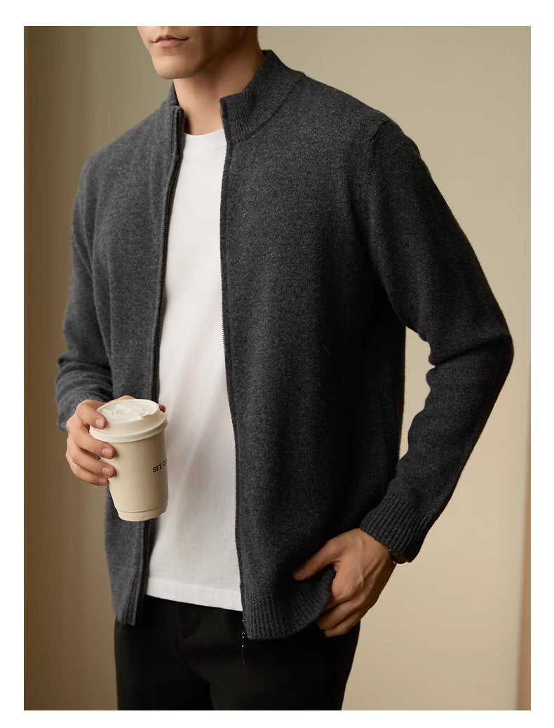 Men’s Zipper Stand-up Collar Cardigan Coat