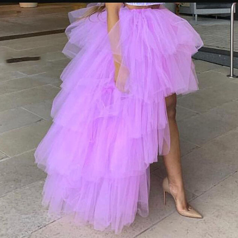 Mesh Tutu Skirt Detachable Trailing Fake Travel Shoot - Violets / S