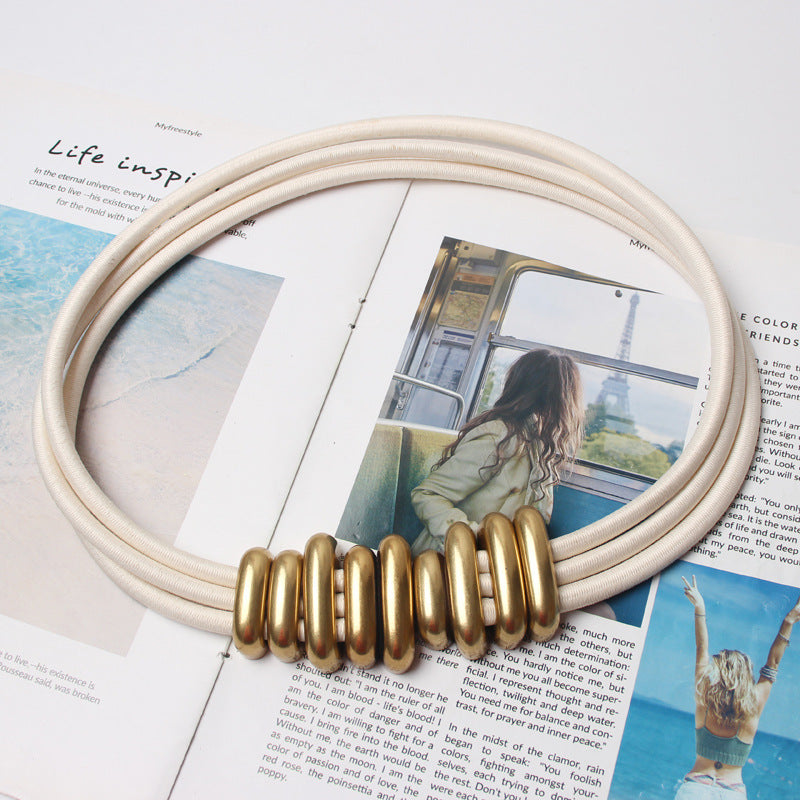 Metal ring belt - White / 80cm