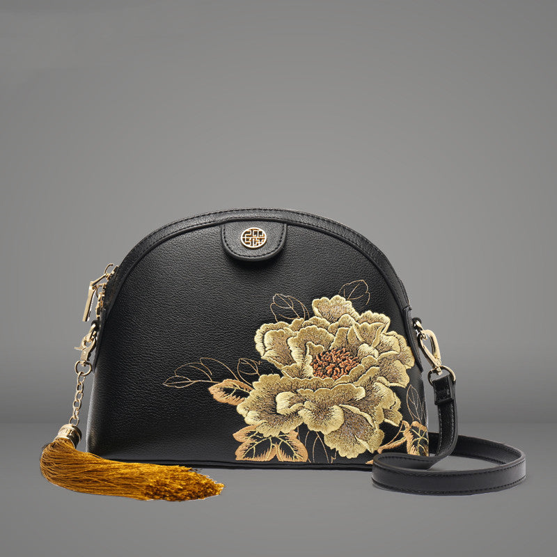 Mid-autumn Festival Practical Ladies Shoulder Bag - Black