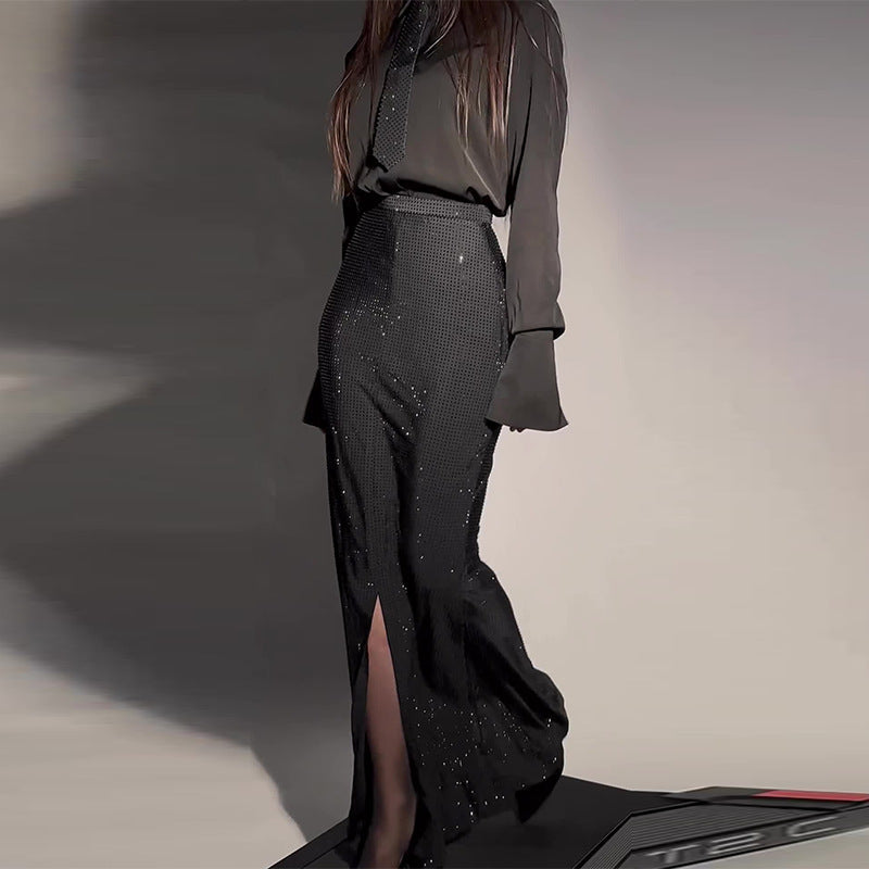 Midnight Black High-End Fashion Online Skirt Set