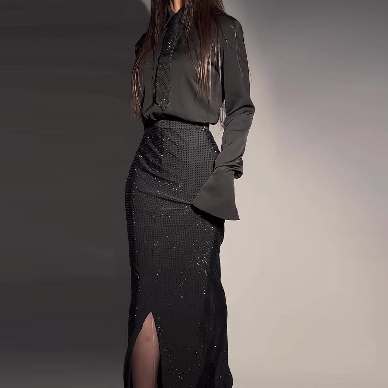 Midnight Black High-End Fashion Online Skirt Set - Black / S
