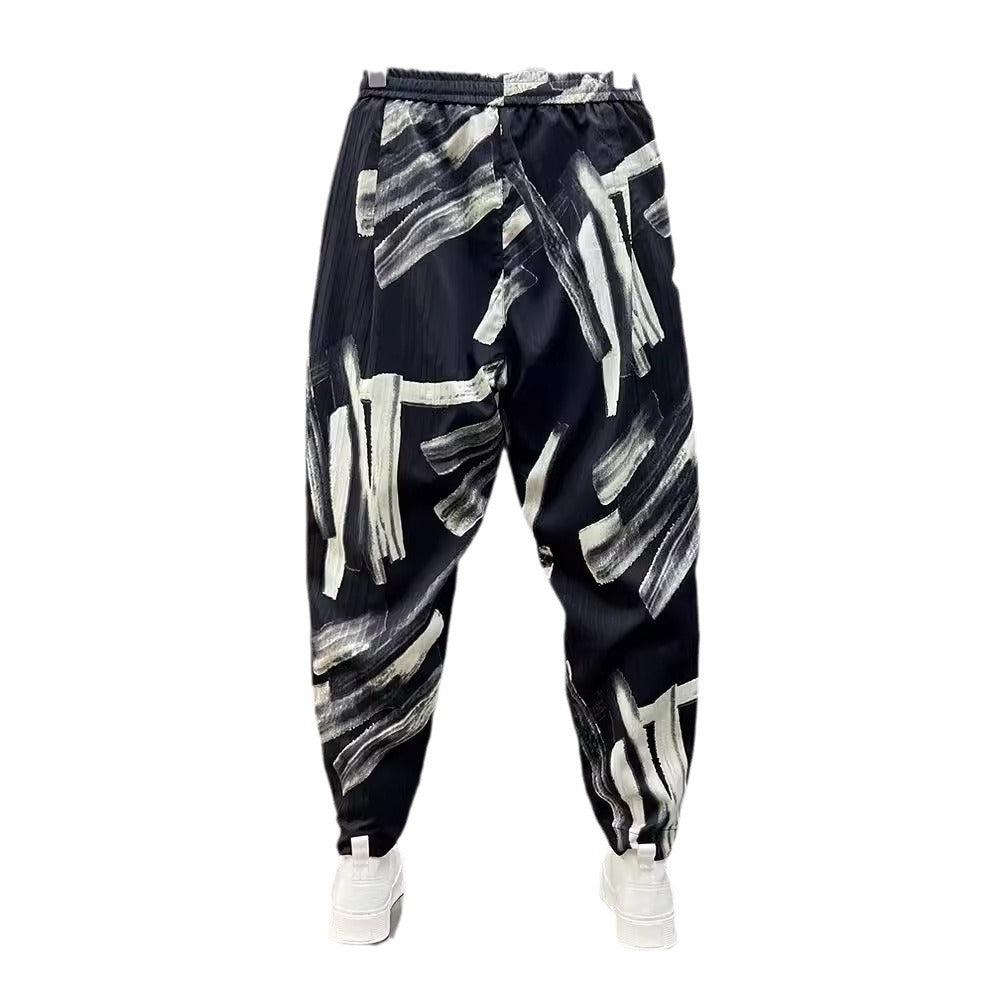Men’s Ice Silk Printed Cotton And Linen Casual Pants