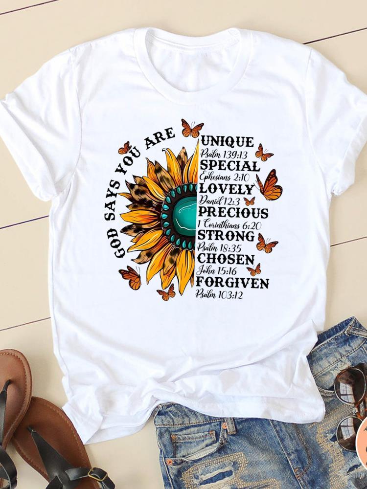 Letter Style Cute Sweet Short Sleeve Fashion Women Print - SN35244 / XS