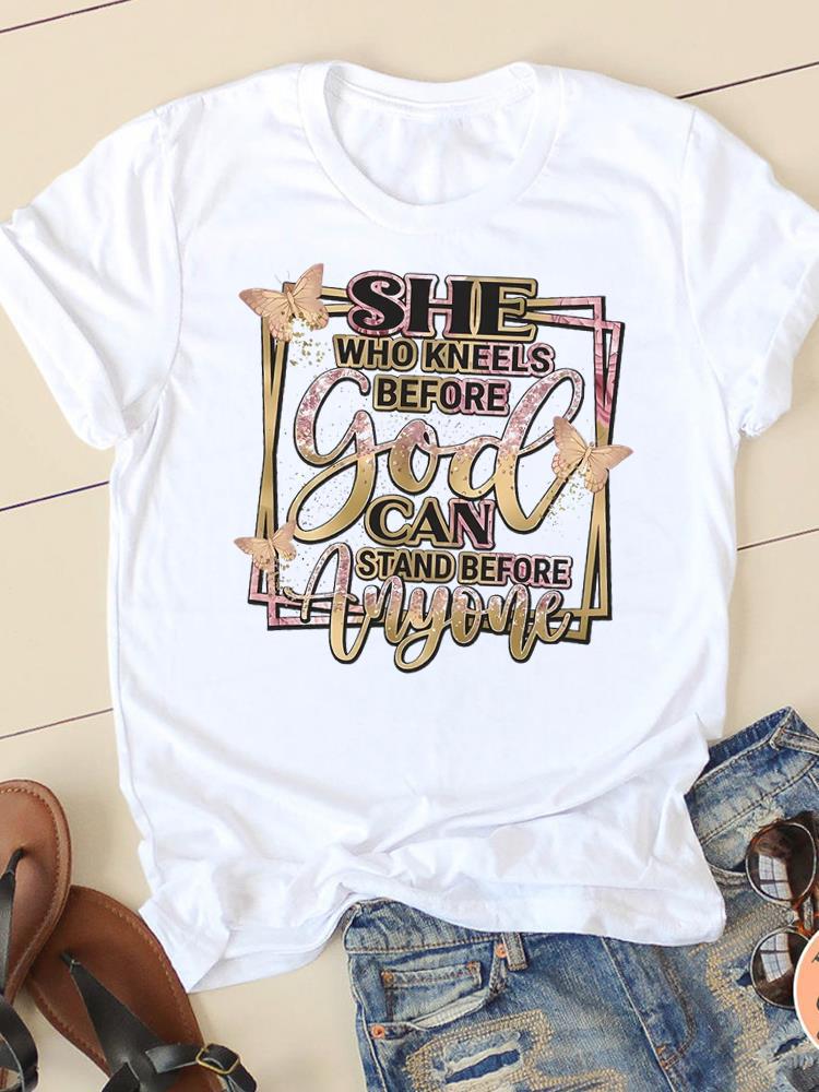 Letter Style Cute Sweet Short Sleeve Fashion Women Print - SN35246 / XS
