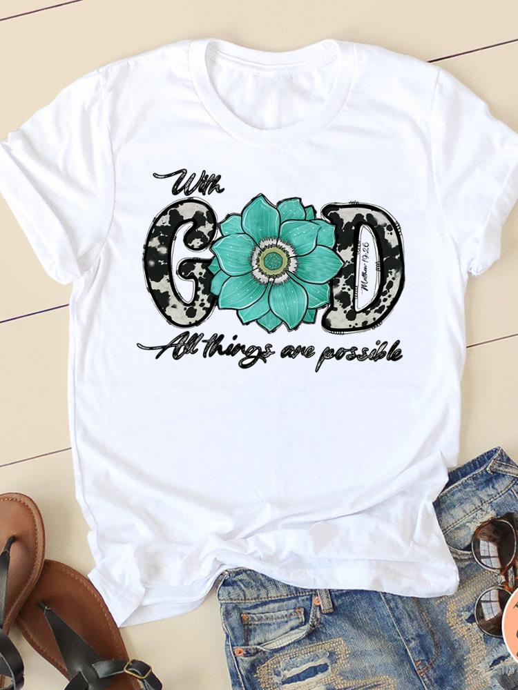 Letter Style Cute Sweet Short Sleeve Fashion Women Print - SN35247 / XS