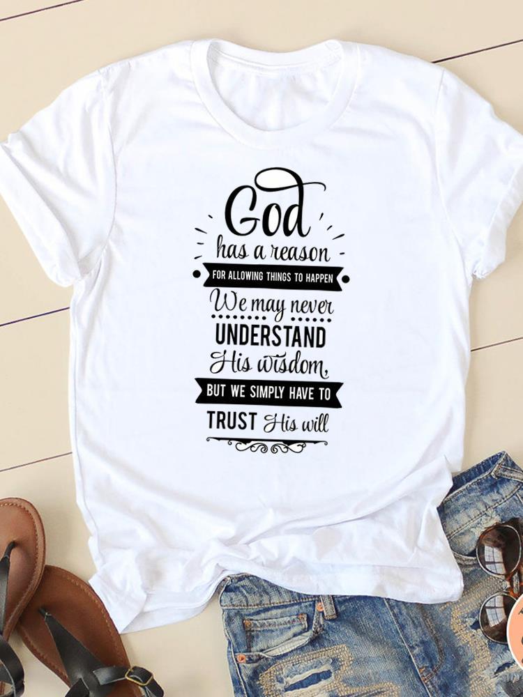 Letter Style Cute Sweet Short Sleeve Fashion Women Print - SN35250 / XS