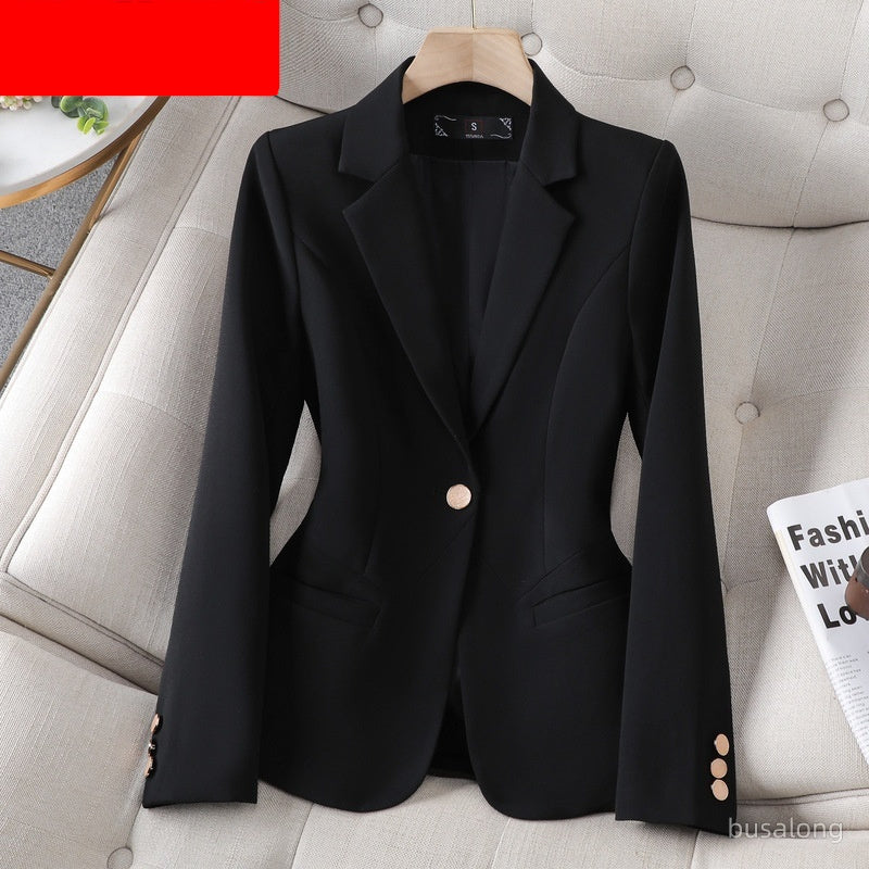 Women’s Long Sleeve Professional Suit Formal Work Clothes - Black Coat / S