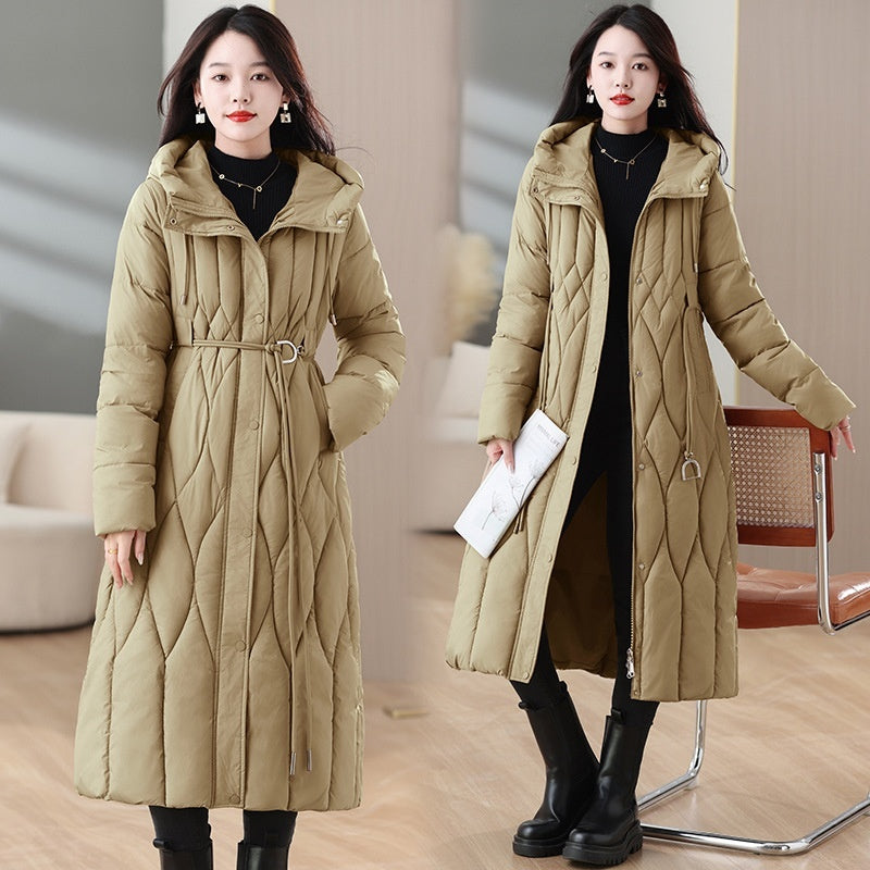 Women’s Mid-length Thermal Cotton-padded Coat - Champagne / XL