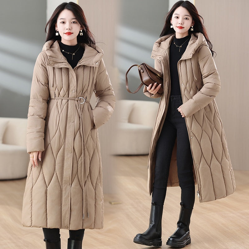 Women’s Mid-length Thermal Cotton-padded Coat - Khaki / XL