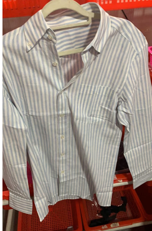 Petty Bourgeoisie Striped Gentry Dress Cotton Linen Long Sleeved Shirt - White / M