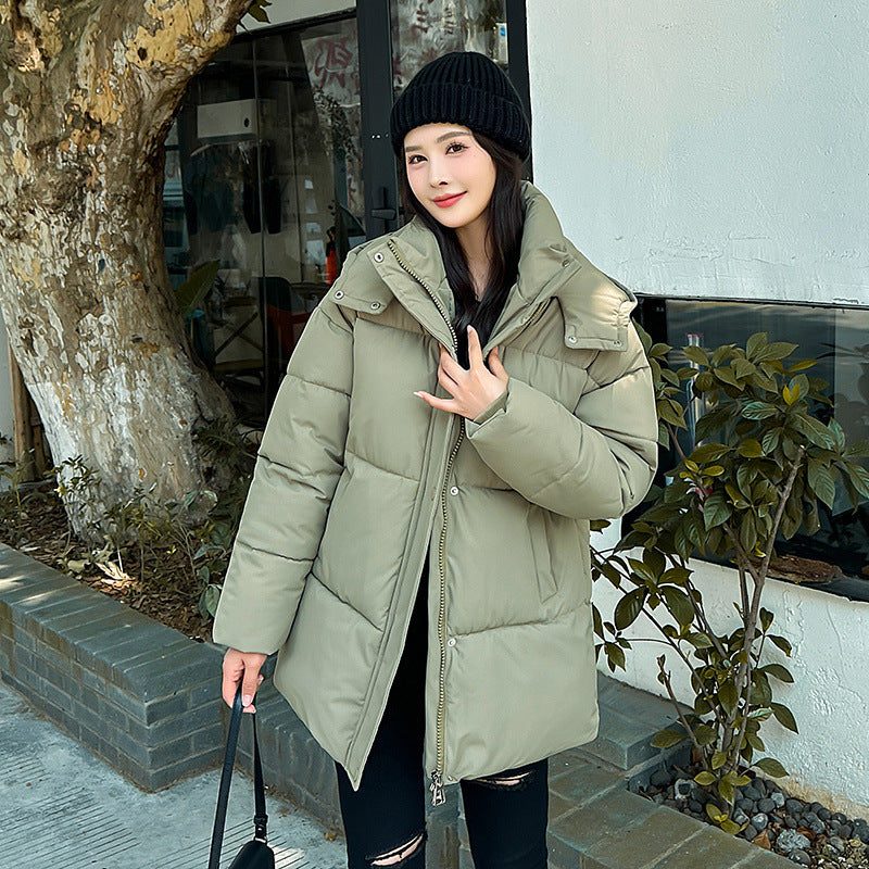 Women’s Mid-length Thickened Minority Fashion Temperament Cotton-padded Jacket - Army Green / M