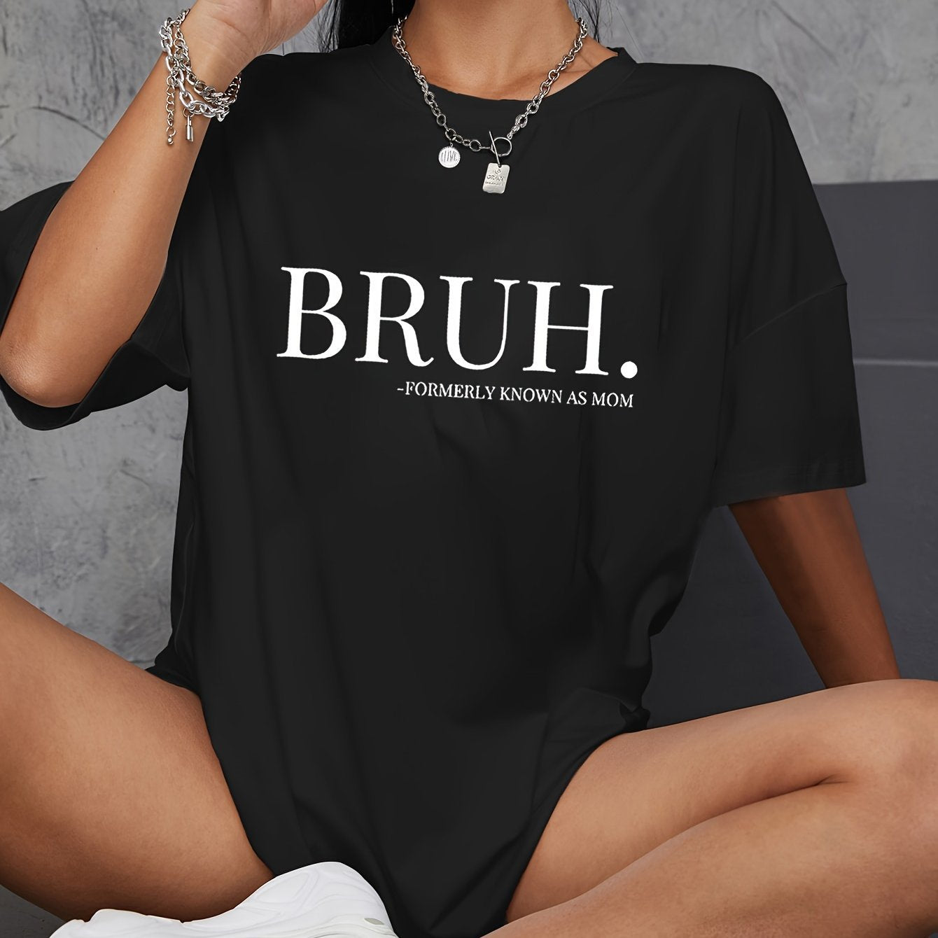 Monogramed Crewneck Sports T-shirt - Black / XS