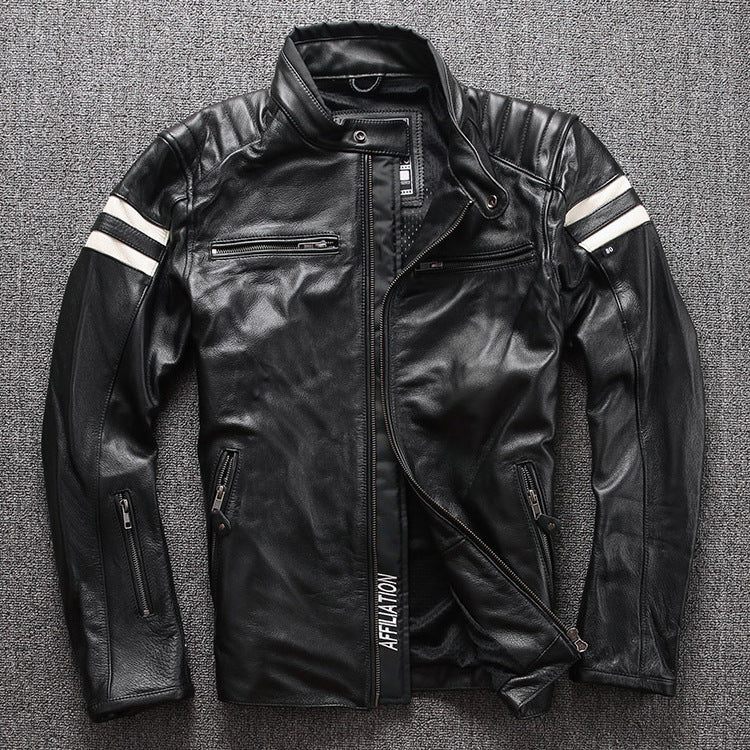 Motorcycle leather jacket - Black / XL