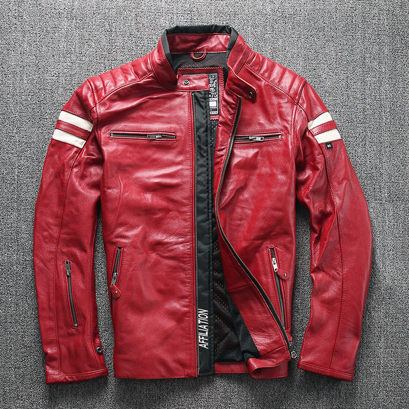 Motorcycle leather jacket - Red / L
