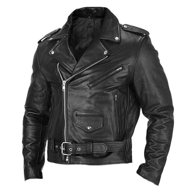 Motorcycle Men’s Leather Clothing Spring And Autumn - Black / 2XL