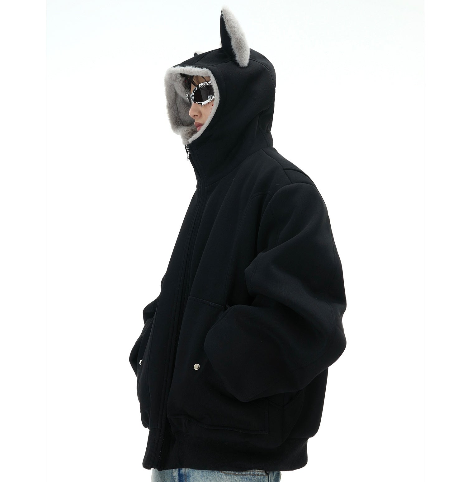 Niche Mountain Carving Plush Hooded Sweater Reversible Coat Couple Cotton Clothes