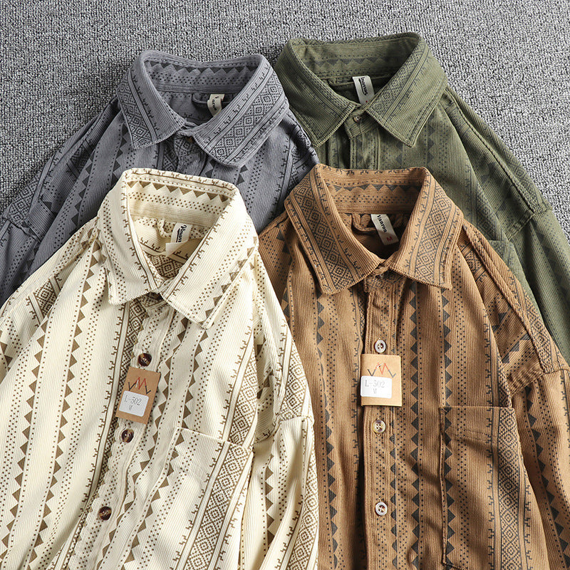 Ethnic Style Navajo Totem American Retro Casual Men’s Shirt