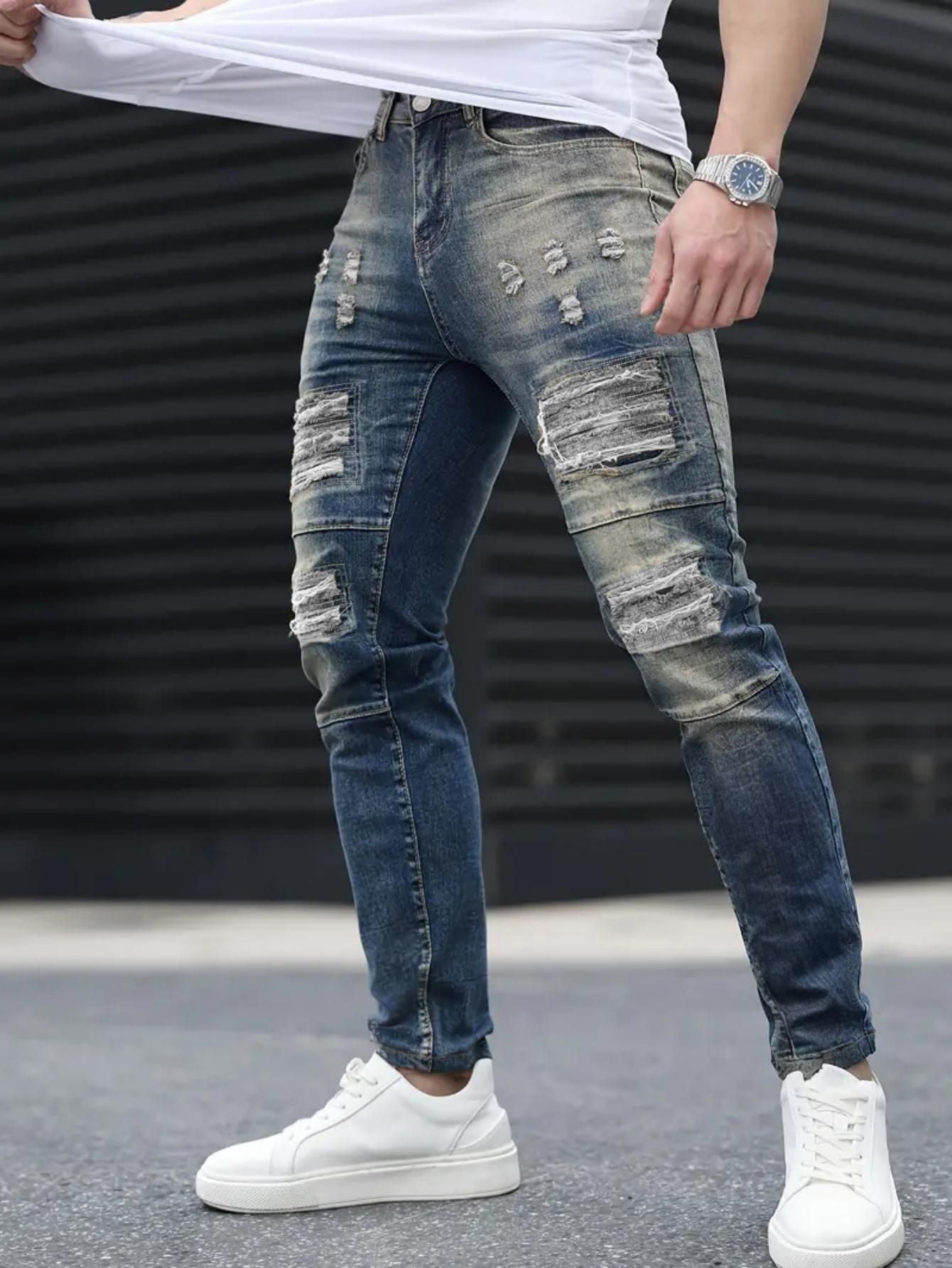 Men’s Fashion Ripped Cool High Street Jeans