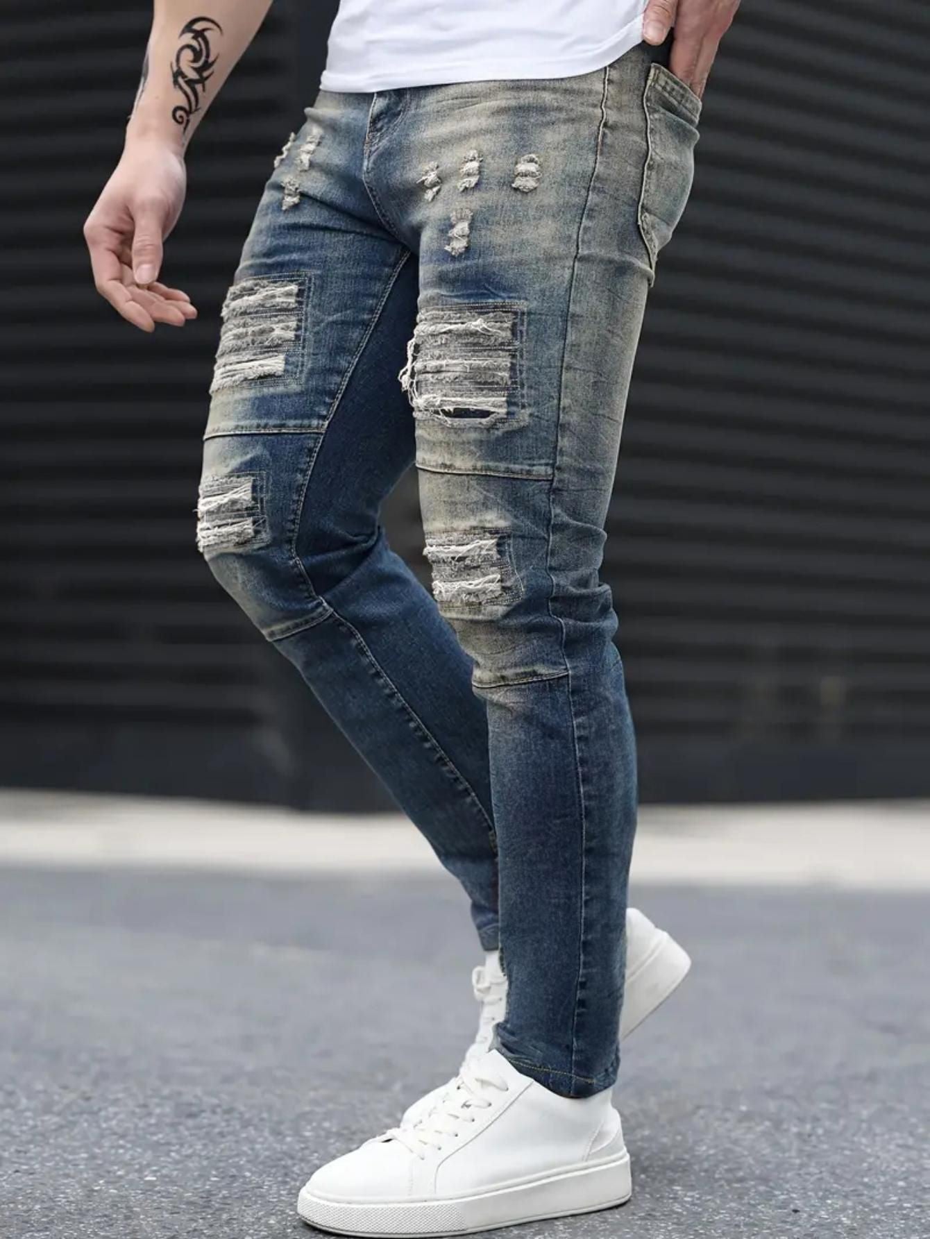 Men’s Fashion Ripped Cool High Street Jeans