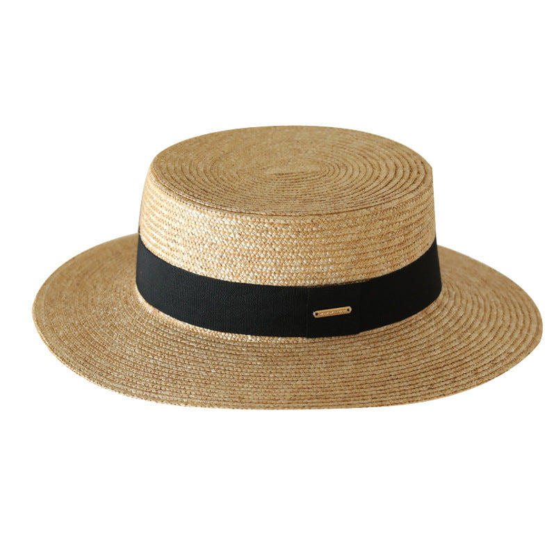 Net Red Flat-Top Straw Hat Female Summer England All-Match Straw Hat