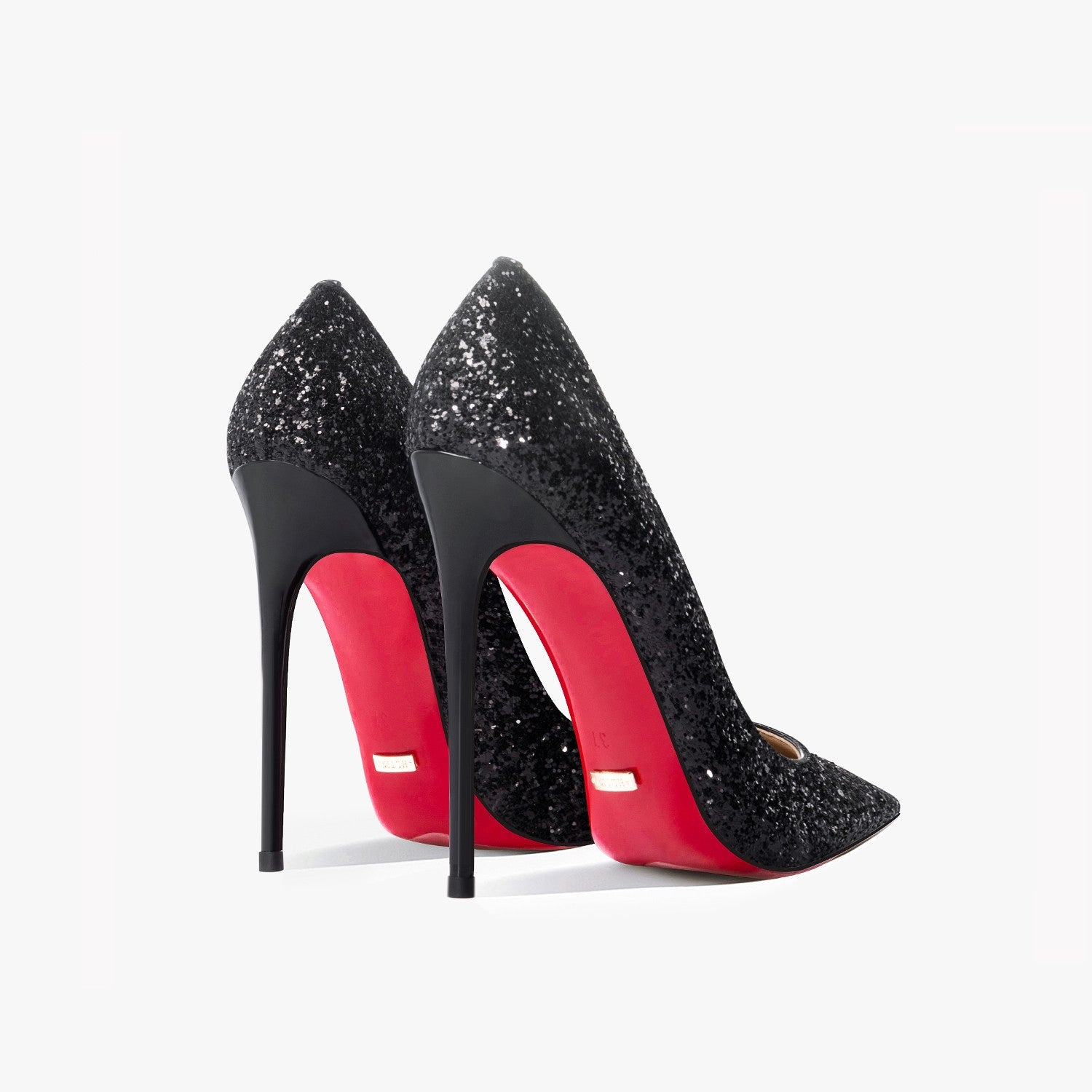 New 12cm Super Pointed High Heels Women’s Black Silver Sequins