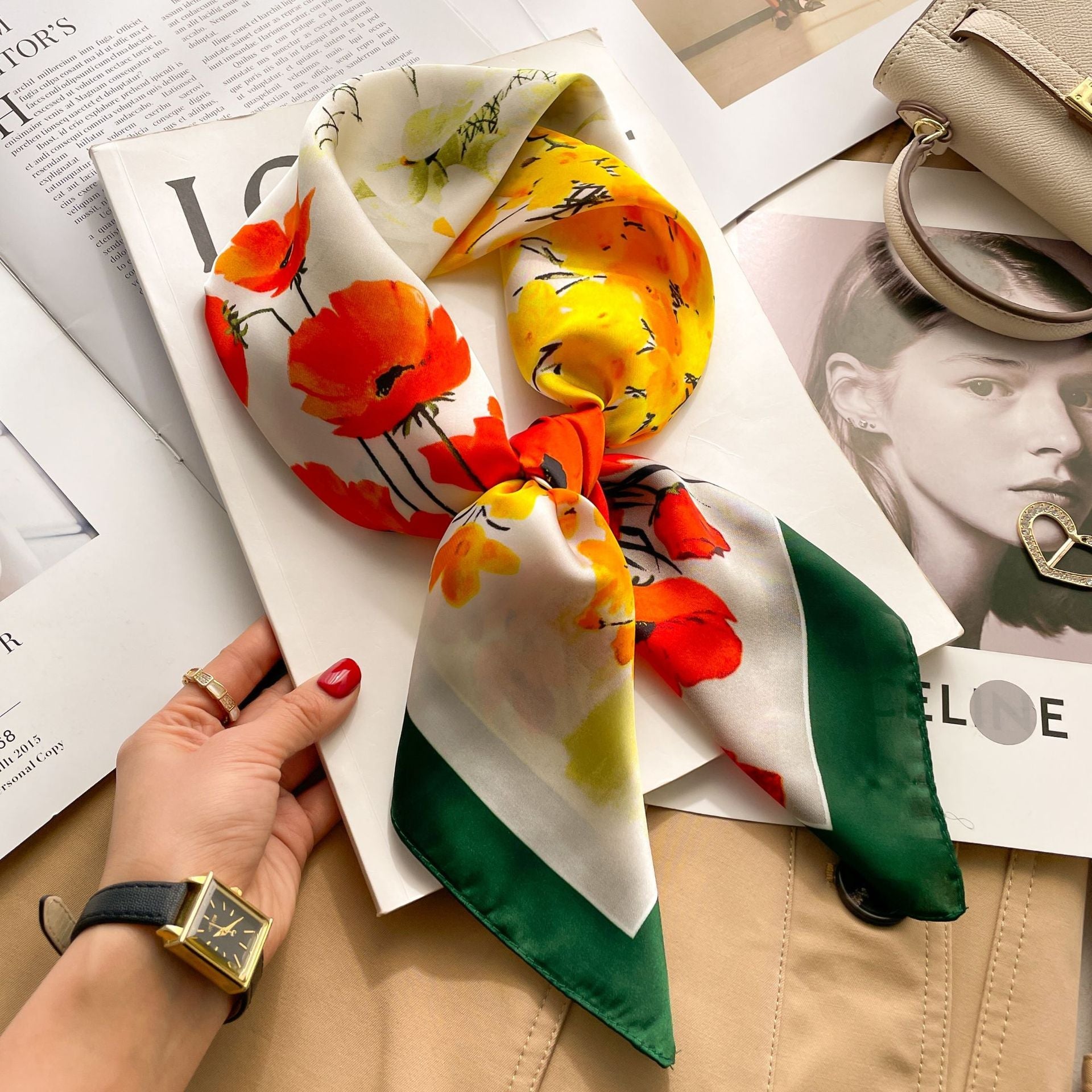 New 70 Korean Style Small Square Towel Silk Scarf For Women - A0034