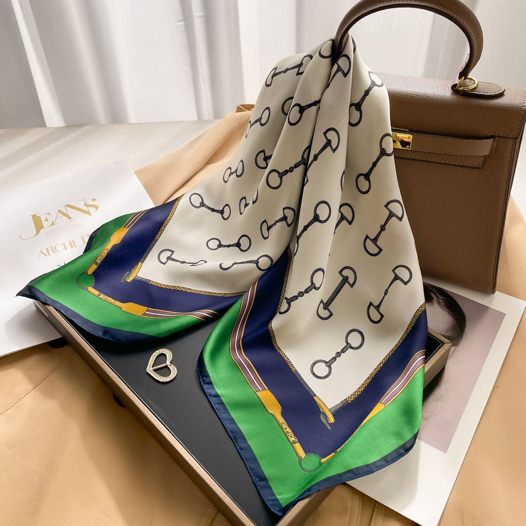 New 70 Korean Style Small Square Towel Silk Scarf For Women - A0112 Horse Street Buckle