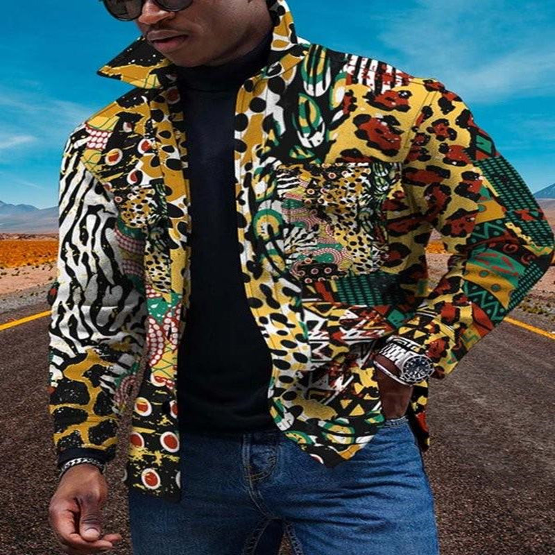 New Colorful Gradual Change 3D Button Cardigan Digital Print Coat - 1 Style / S