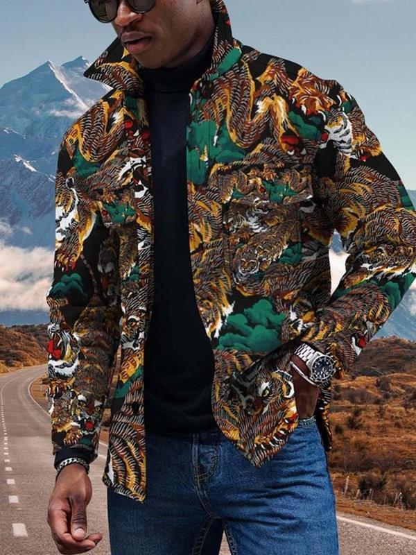 New Colorful Gradual Change 3D Button Cardigan Digital Print Coat - 2 Style / S