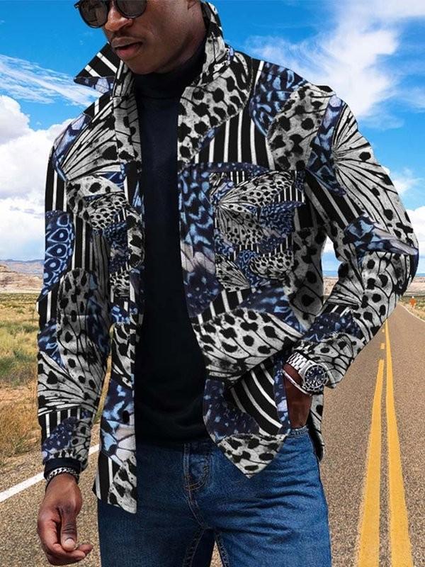 New Colorful Gradual Change 3D Button Cardigan Digital Print Coat - 3 Style / S