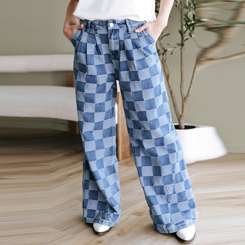 New Loose High Waist Wide-leg Casual Pants Women - Blue / 4