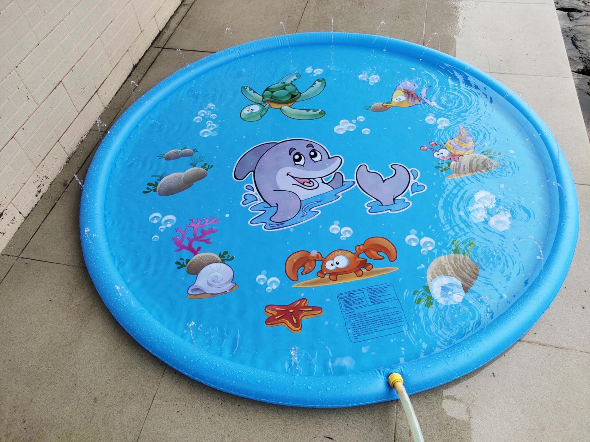 Durable Children’s Water Spray Pool Mat Splash Sprinkle Play Pad Mat - Blue 100cm