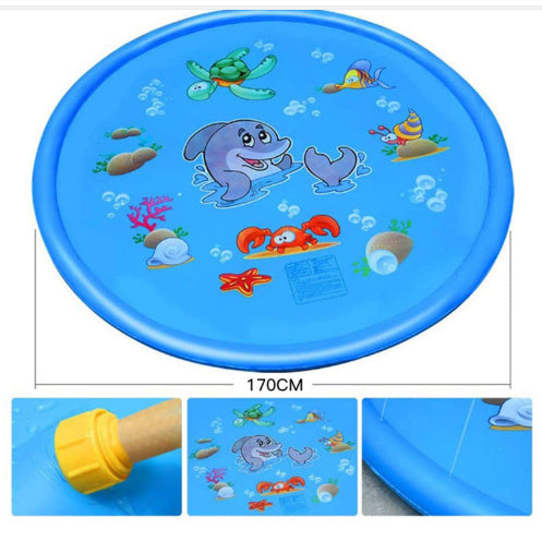 Durable Children’s Water Spray Pool Mat Splash Sprinkle Play Pad Mat - Blue 170cm