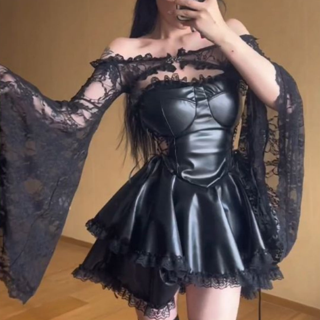 Women’s Lace Patchwork Strapless Dress Two-piece Set