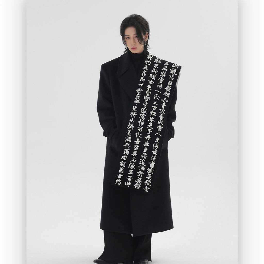 Original Chinese Style Imitation Dehaired Angora Winter Warm Black And White Lovers Scarf - black