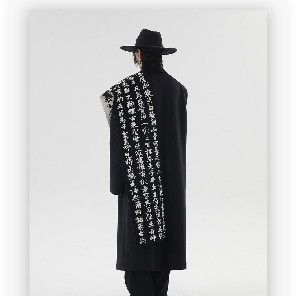 Original Chinese Style Imitation Dehaired Angora Winter Warm Black And White Lovers Scarf - black