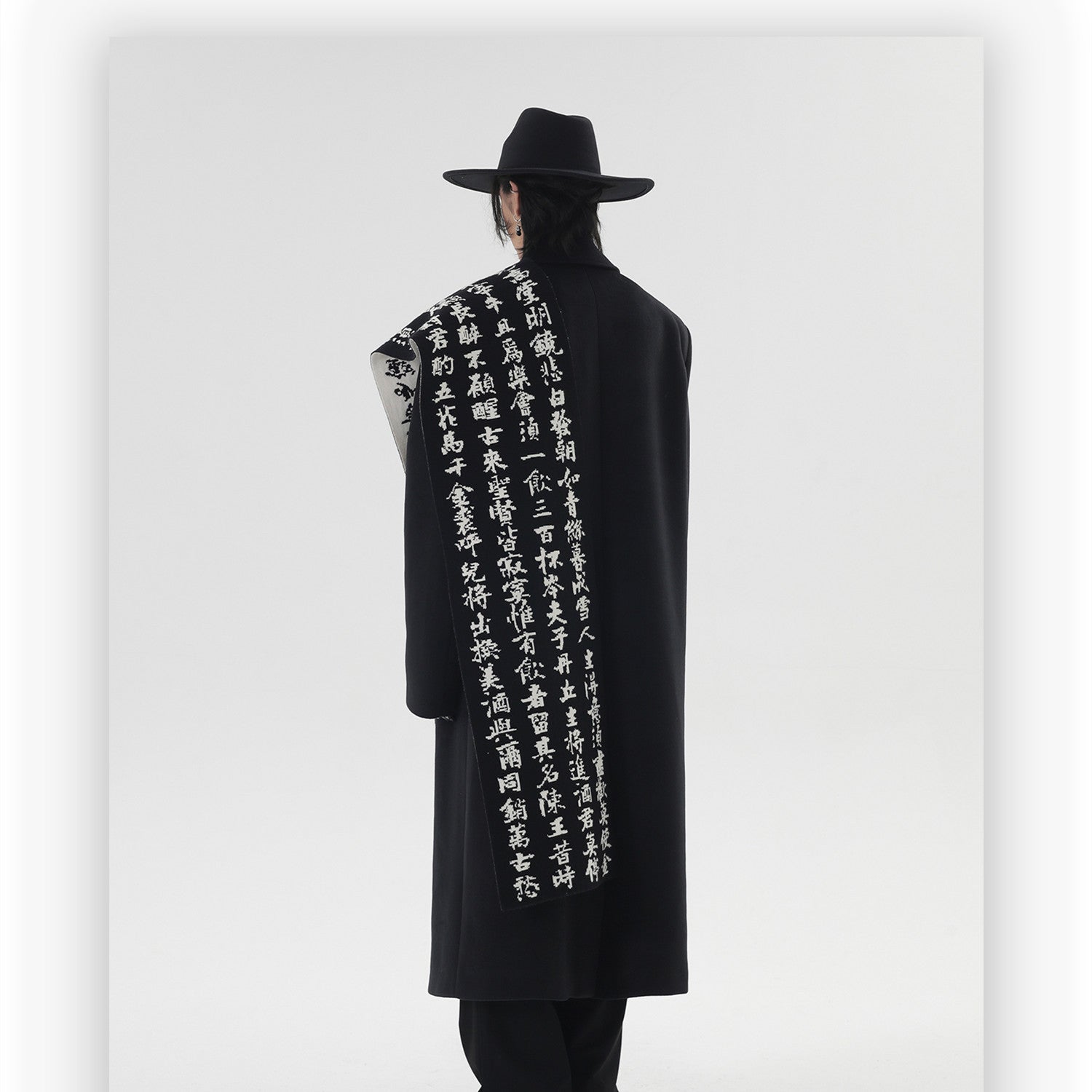 Original Chinese Style Imitation Dehaired Angora Winter Warm Black And White Lovers Scarf - black