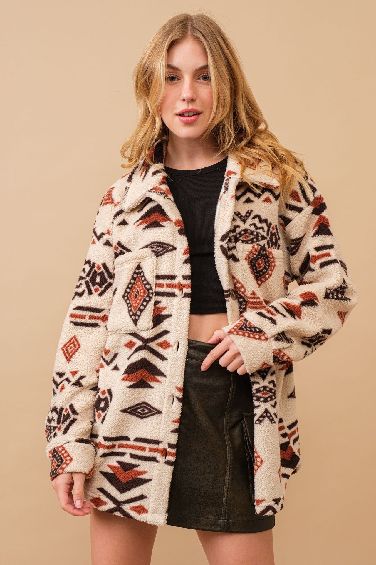 Women’s Retro Plush Lapel Long-sleeved Jacket