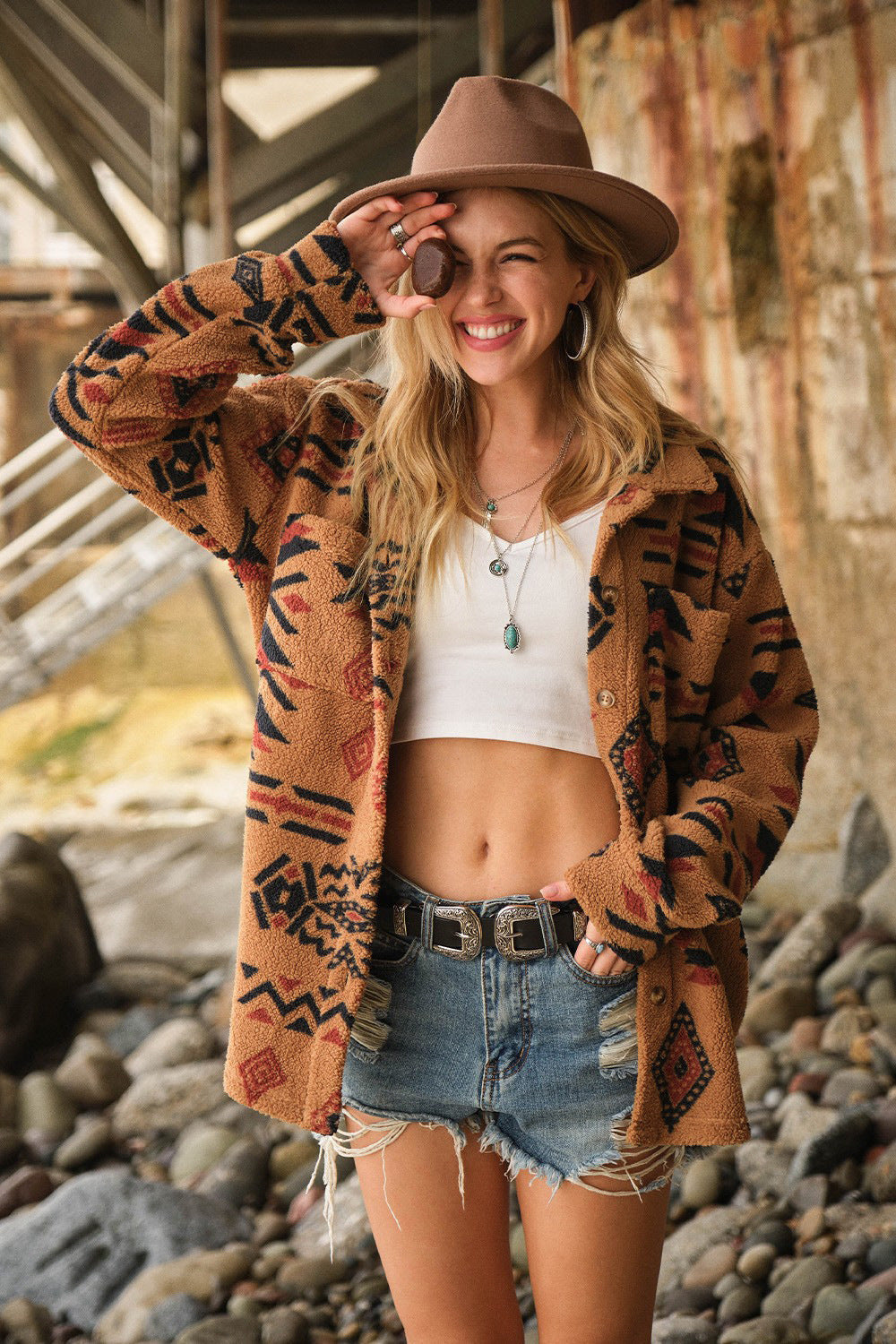 Women’s Retro Plush Lapel Long-sleeved Jacket
