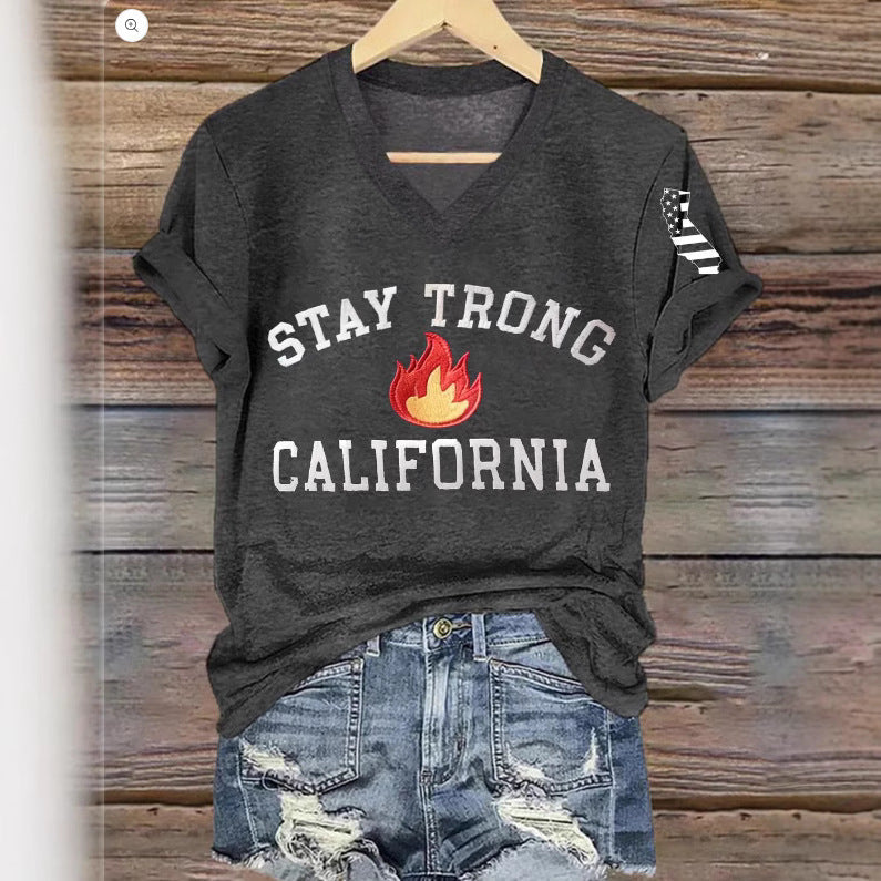Women’s V-neck Polyester T-shirt