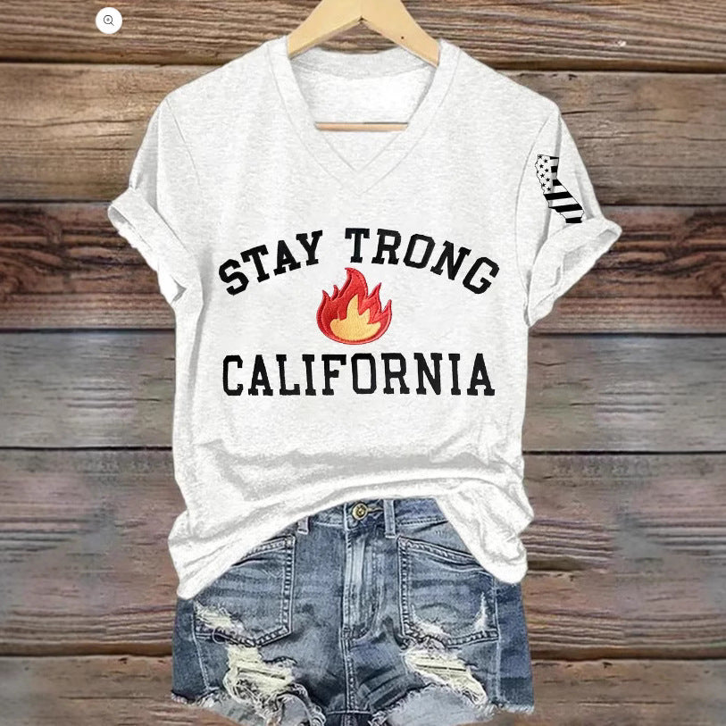 Women’s V-neck Polyester T-shirt