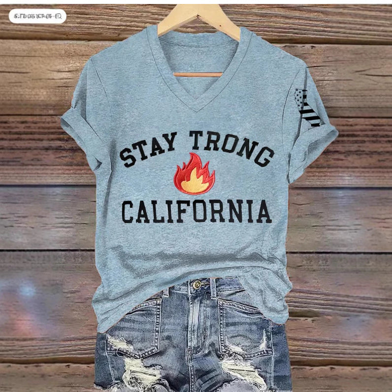 Women’s V-neck Polyester T-shirt