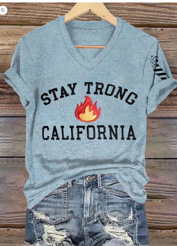 Women’s V-neck Polyester T-shirt - JYT005 / S
