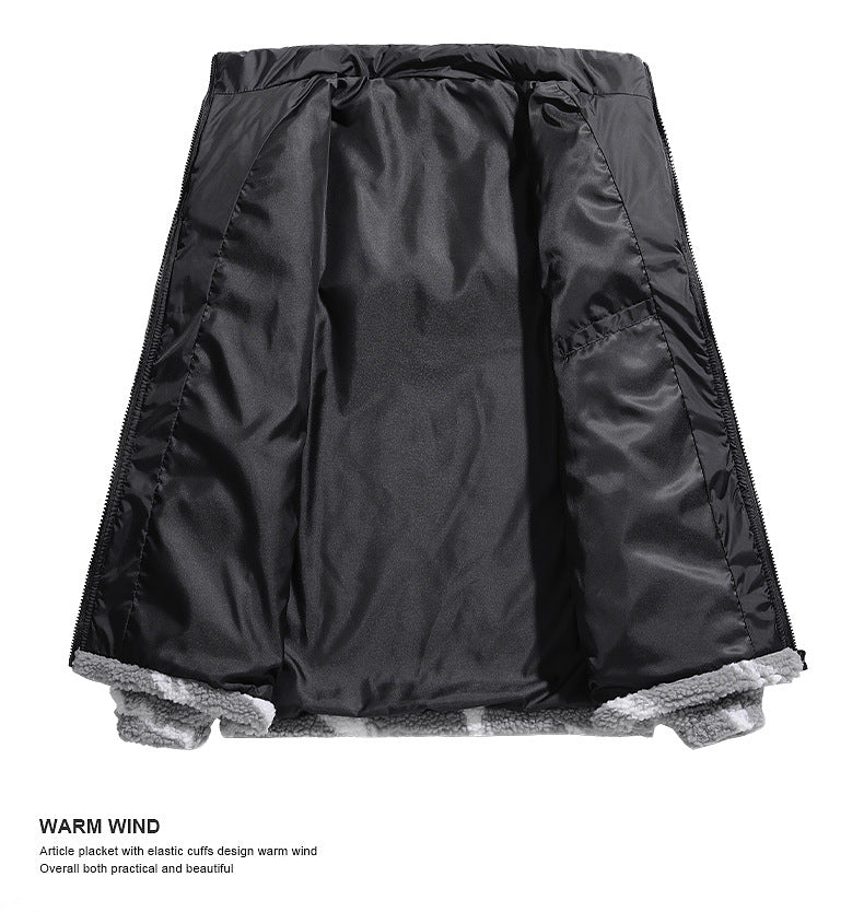 Autumn Men’s Fleece Fashion Brand Contrast Color Baggy Coat