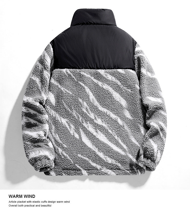 Autumn Men’s Fleece Fashion Brand Contrast Color Baggy Coat