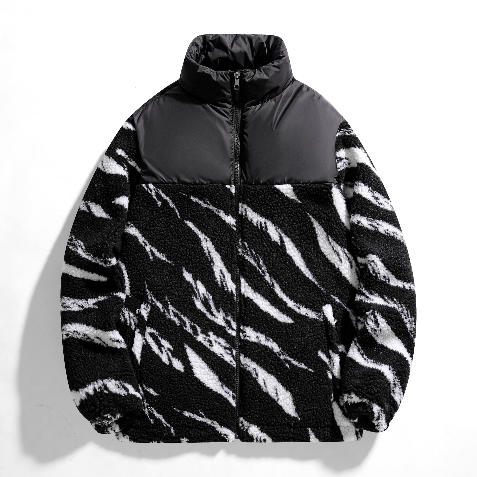 Autumn Men’s Fleece Fashion Brand Contrast Color Baggy Coat