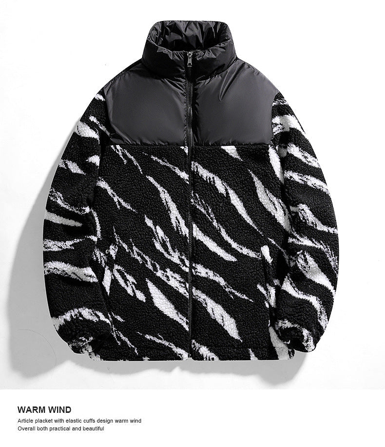 Autumn Men’s Fleece Fashion Brand Contrast Color Baggy Coat