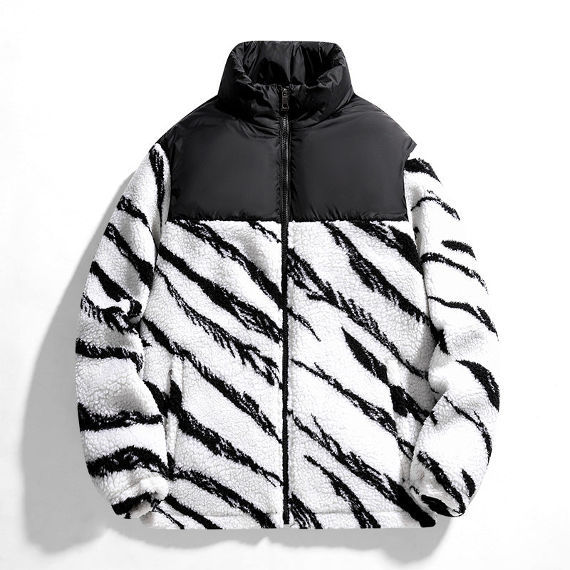 Autumn Men’s Fleece Fashion Brand Contrast Color Baggy Coat - White / M