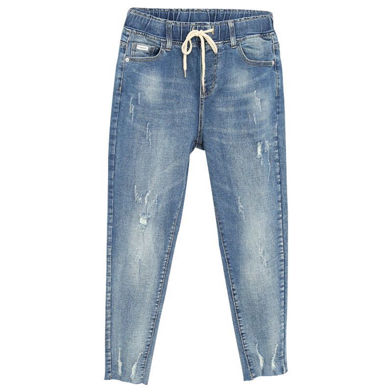 Oversized Jeans Women’s Loose High Waist Harem Pants - Light Blue / XL